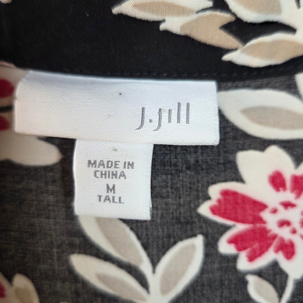 J Jill Floral Sleeveless Midi Dress Medium Black Red Romantic Cottagecore Casual - Picture 5 of 8